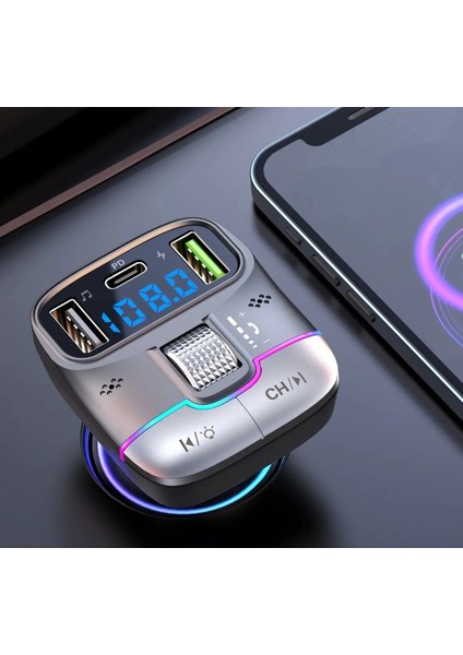 55W Pd ve Qc Destekli Type-C Çıkışlı Bluetooth Fm Modülatör ve Çoklu Araç Şarj Cihazı indirimleri