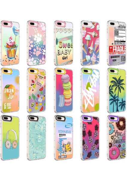 iPhone 7 Plus Kılıf Kamera Korumalı Renkli Desenli Sert Silikon Inc Korn Kapak-No8 fiyatları