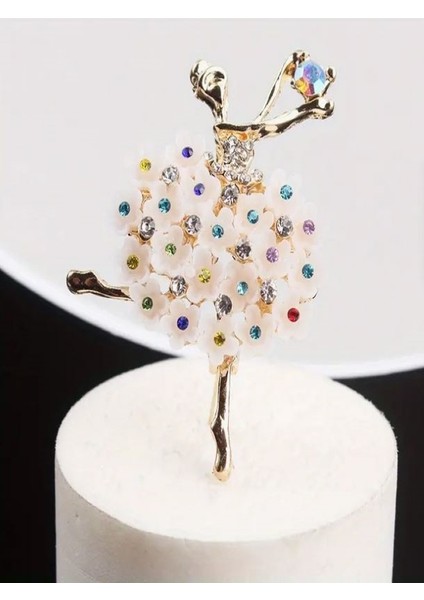 Taşlı ve Çiçekli Balerin Broş