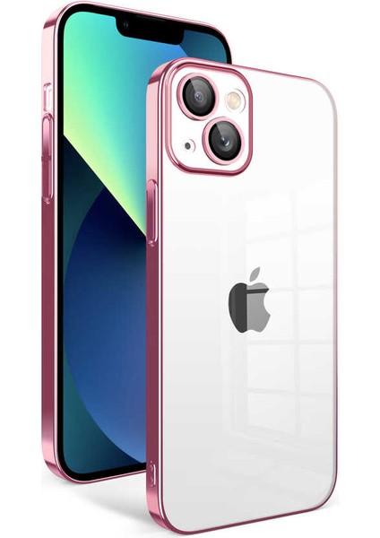 iPhone 13 Uyumlu Kamera Korumalı Renkli Çerçeveli Inc Garaj Kapak-Gümüş fiyatları