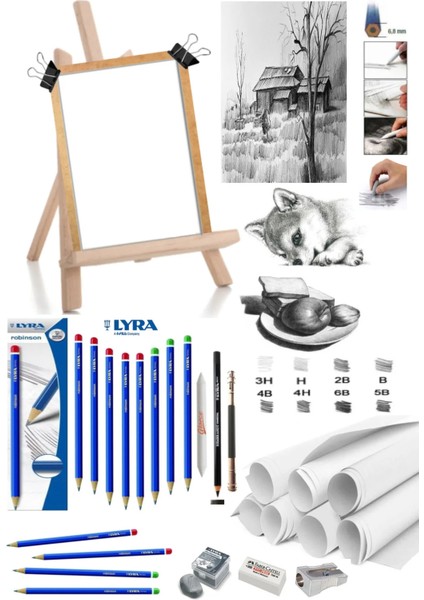 Dereceli Kurşun Kalem Seti 25X35 Duralit Masaüstü Drawing Çizim Set