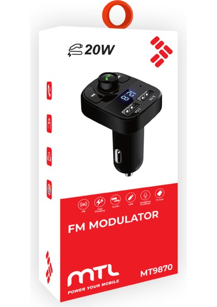 20W Çift USB Çıkışlı Qc 3.0 Destekli Bluetooth Fm Modülatör ve Araç Şarj Cihazı