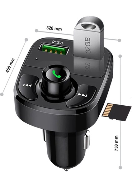 20W Çift USB Çıkışlı Qc 3.0 Destekli Bluetooth Fm Modülatör ve Araç Şarj Cihazı fiyatları