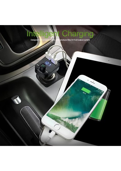 20W Çift USB Çıkışlı Qc 3.0 Destekli Bluetooth Fm Modülatör ve Araç Şarj Cihazı indirimleri