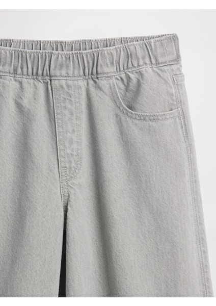 Kız Çocuk Gri Low Rise Fiyonk Yırtmaçlı Baggy Jean Pantolon fiyatları