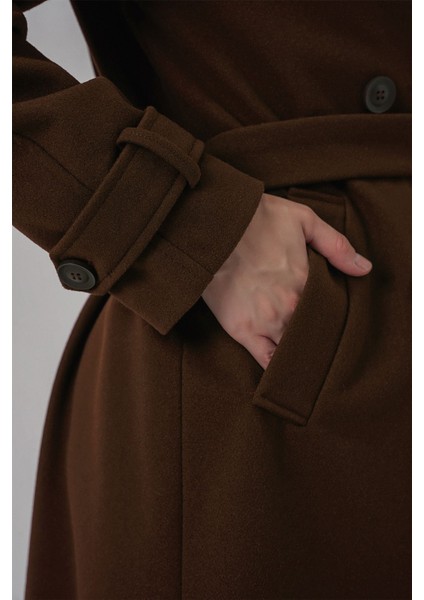 Kadın Bdart Kruvaze Yaka Düğmeli Kaşe Kaban Mocha Kahvesi fiyatları