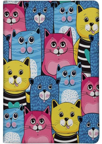 Süslü Kediler Desenli Deri Pet Evcil Hayvan Kedi Köpek Pasaport Sağlık Karnesi Kabı Kılıfı