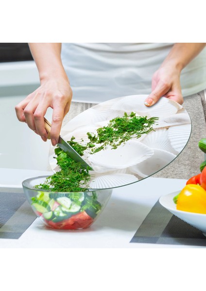 Cam Kesme Tahtası ve Sunumluk Yuvarlak Deniz Kabuğu Desenli 30X30 cm indirimleri