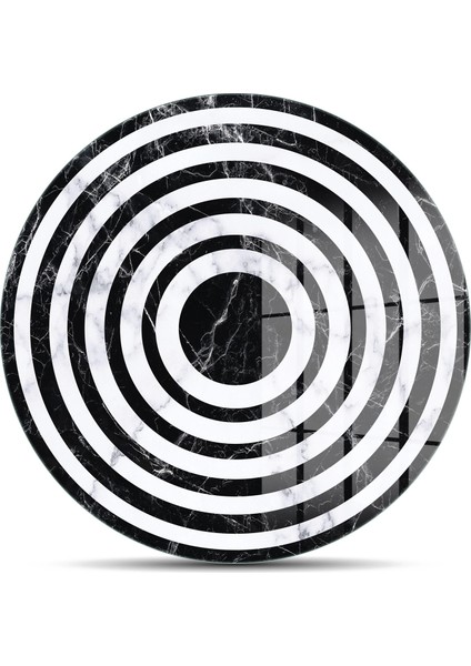 Cam Kesme Tahtası ve Sunumluk Yuvarlak Siyah Beyaz Mermer Desenli 30X30 cm fiyatları