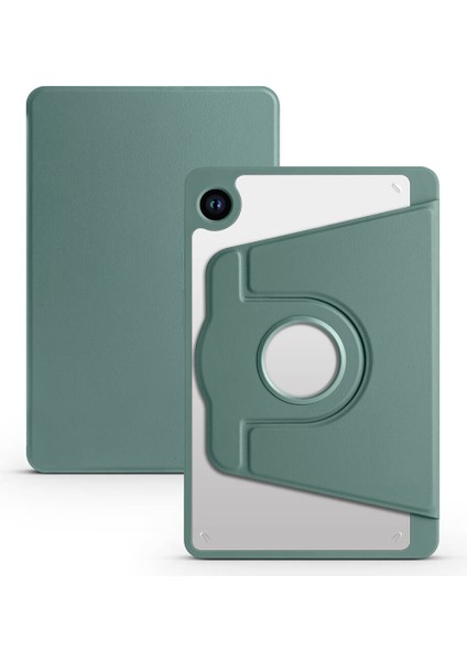 Galaxy Tab A9 Kılıf Uyumlu Inc Termik Kalem Bölmeli Dönebilen Standlı Kılıf-Koyu Yeşil