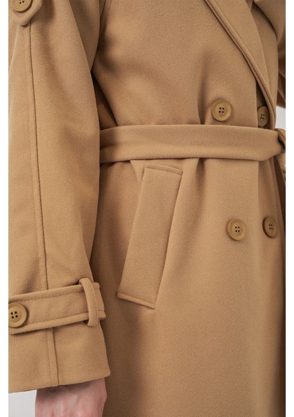 Kadın Bdart Kruvaze Yaka Düğmeli Kaşe Kaban Kehribar Sarısı indirimleri