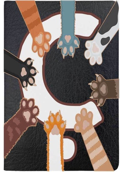 Patili Ç Harfi Desenli Deri Baskılı Evcil Hayvan Pet Kedi Köpek Pasaport Kılıfı Karnesi