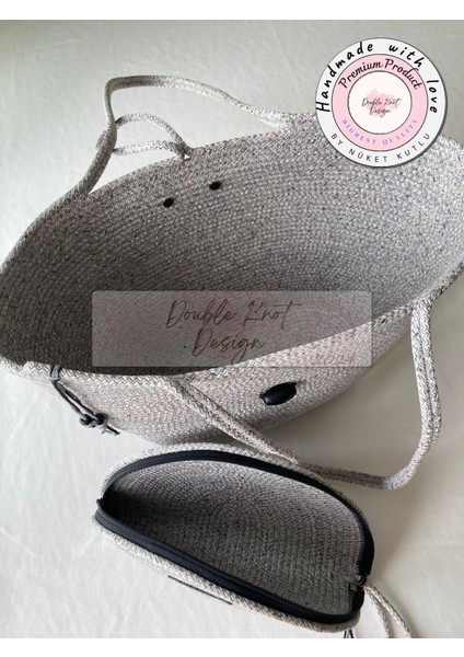 Bailey 2li Takım Plaj Çantası , El Çantası Clutch, Totebag, Kadın Çanta, Yazlık, Hediyelik, hasır Jüt Tress