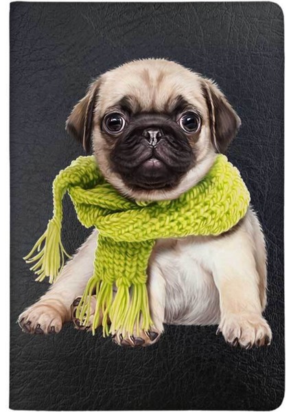 Pug Desenli Deri Baskılı Evcil Hayvan Pet Kedi Köpek Pasaport Kılıfı Karnesi