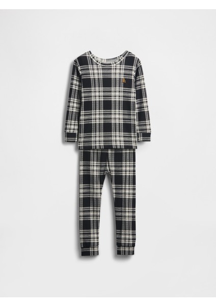 Bebek Siyah Organik Brushed Pamuklu Holiday Pijama Takımı modelleri