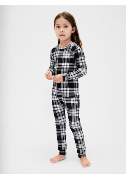 Bebek Siyah Organik Brushed Pamuklu Holiday Pijama Takımı indirimleri