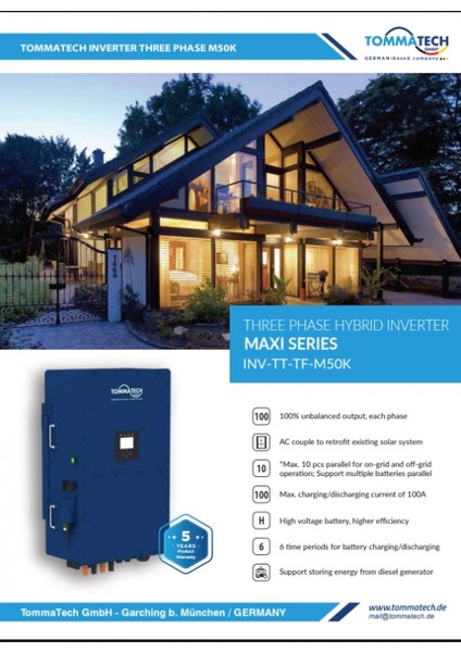 Trio-Hybrid Maxi Serisi 50KW Trifaze Hibrit Inverter fiyatları