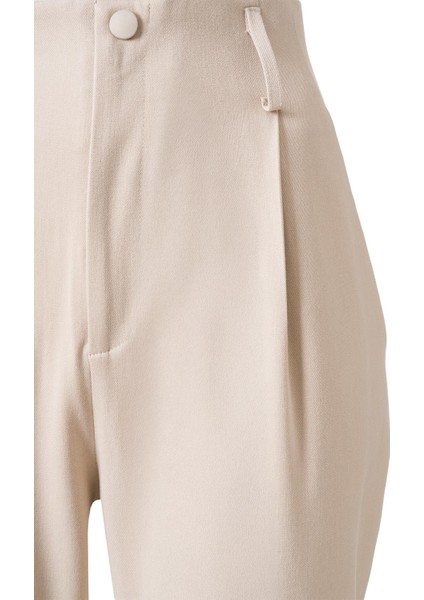 Kadın Bej Yüksek Bel Carrot Pantolon