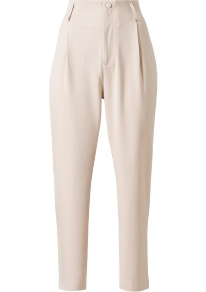 Kadın Bej Yüksek Bel Carrot Pantolon modelleri