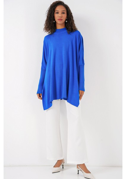 Kadın Bdart Yırtmaç Detaylı Dik Yaka Triko Kazak Fas Mavisi fiyatları