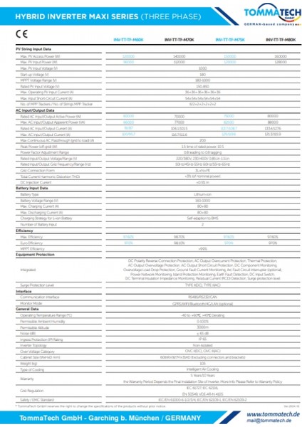 Trio-Hybrid Maxi Serisi 80KW Hibrit Inverter modelleri