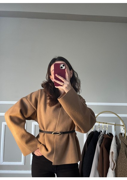Camel Deri Kemerli Kaşe Kimono fiyatları