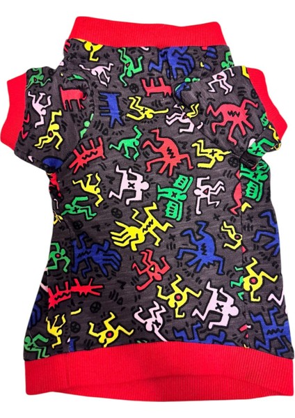 Renkli Figür Desenli Köpek Sweatshirt L | El Yapımı Şık Köpek Giysisi fiyatları