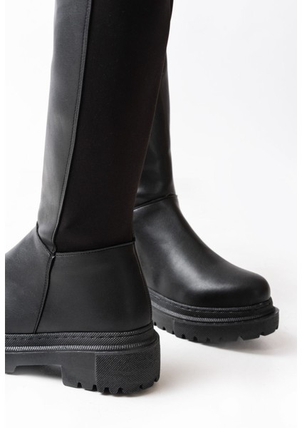 Siyah Arkası Streç Fermuarlı Premium Kadın Çizme fırsatları