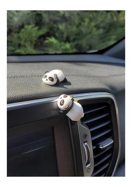 2 Adet Plastik Mini Panda Araç Içi Aksesuar, Araba Klima Süsü, Panda Dekor, Masa Dekoru (2CMX3CM) modelleri