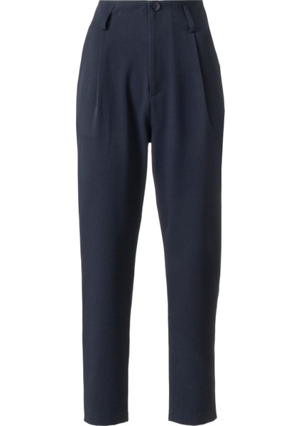 Kadın Lacivert Yüksek Bel Carrot Pantolon