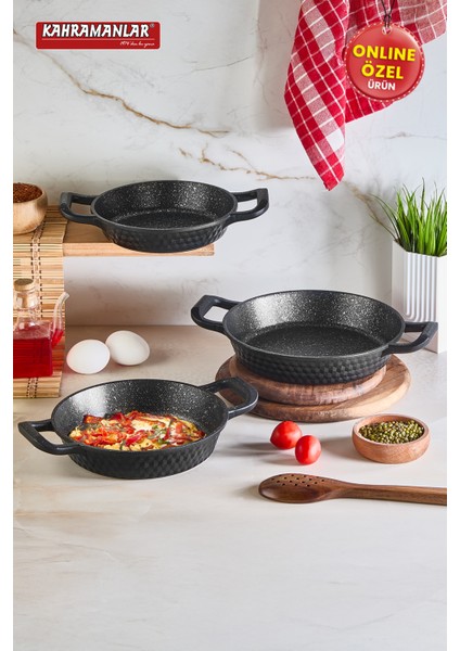 Premium 3'lü Döküm Sahan Seti