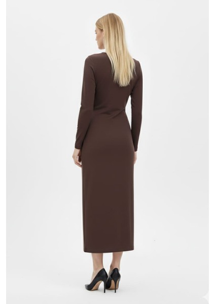 Kadın Kruvaze Yakalı Yırtmaçlı Midi Elbise fırsatları