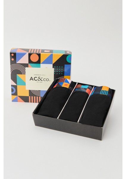 Erkek Siyah 3'lü Özel Hediye Kutulu Pamuklu Esnek Boxer Paketi modelleri