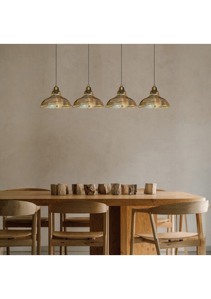 Vishi Cam Bal Rengi Dörtlü Avize Yarım Lale Başlık Retro Sarkıt Lamba Restoran Salon Aydınlatma fiyatları