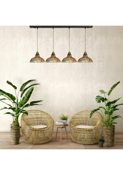 Vishi Cam Bal Rengi Dörtlü Avize Yarım Lale Başlık Retro Sarkıt Lamba Restoran Salon Aydınlatma fırsatları