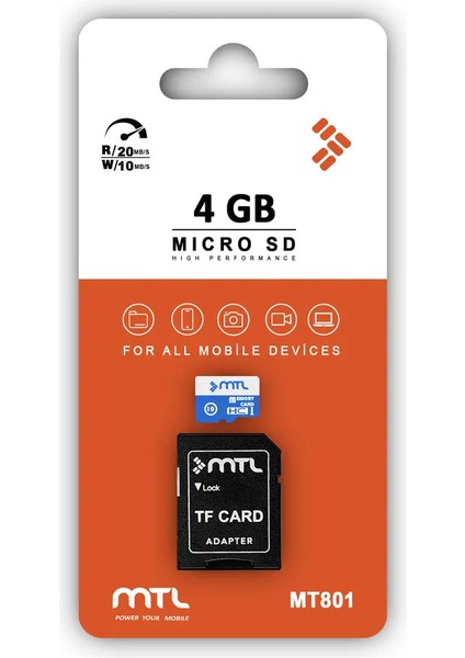 4 GB Micro Sd Kart (Tf Card) Class 10 - Telefon Tablet Kamera Uyumlu Hafıza Kartı