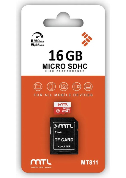 16GB Micro Sd Kart (Tf Card) Class 10 - Telefon Tablet Kamera Uyumlu Hafıza Kartı