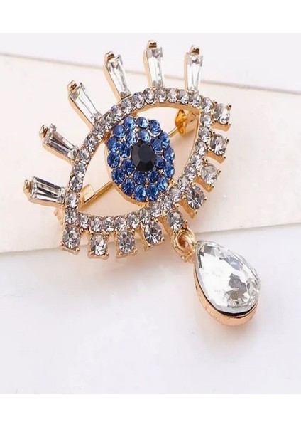 Taşlı Nazar Boncuğu Broş