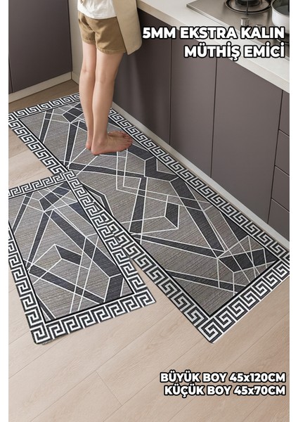 2 Adet Su Emici Paspas Seti - 45X120 ve 45X70 cm - 5mm Kalınlık Ekstra Su Emici Banyo Mutfak Paspası fiyatları