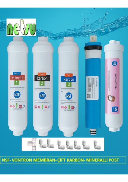 Nsf-Ihlas Aura Cebilon -Plus-Silver-Platinum ve Tüm Kapalı Kasa Su Arıtma Filtresi, 5'li Filtre seti