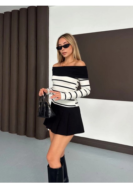 Çizgili Madonna Yaka Kaşkorse Bluz Beyaz A844 fiyatları