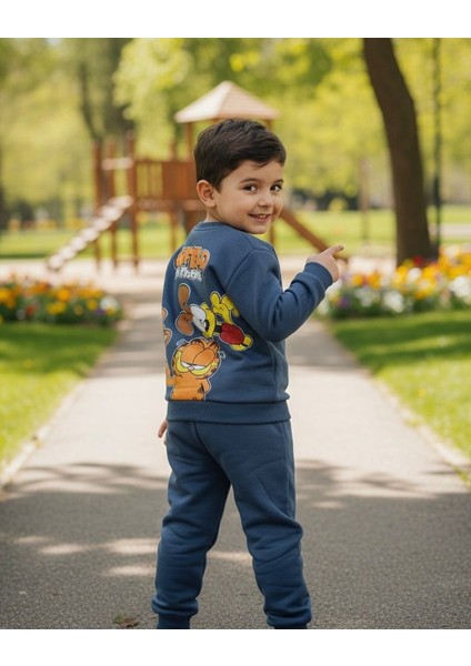 Garfıeld Baskılı Erkek Çocuk Alt Üst Takım 3iplik Şardonlu modelleri