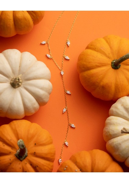 925 Ayar Gümüş Rhodium Kaplama Y Lariat Kolye – Damla ve Baget Zirkon Taşlı Minimal Katmanlı Kolye - Silveria Jewels modelleri