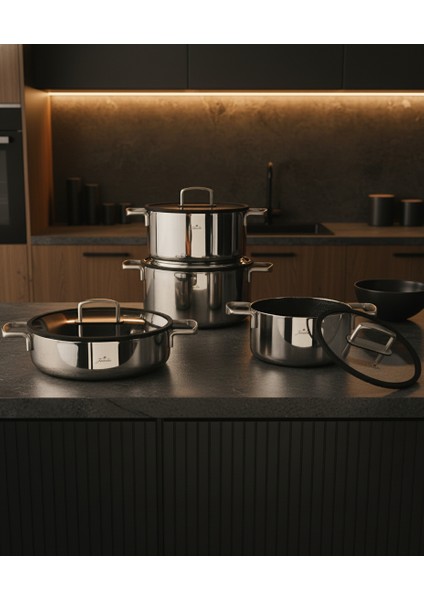 Weston 3ply 8 Parça Paslanmaz Çelik Tencere Seti