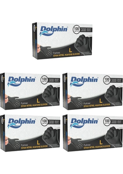 Çok Amaçlı Siyah Nitril Eldiven (L) 100lü Paket 5 Adet (Gıdaya Uygun)