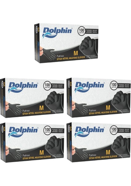 Çok Amaçlı Siyah Nitril Eldiven (M) 100lü Paket 5 Adet (Gıdaya Uygun)