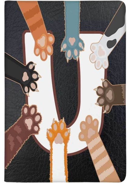 Patili U Harfi Desenli Deri Pet Evcil Hayvan Kedi Köpek Pasaport Sağlık Karnesi Kabı Kılıfı