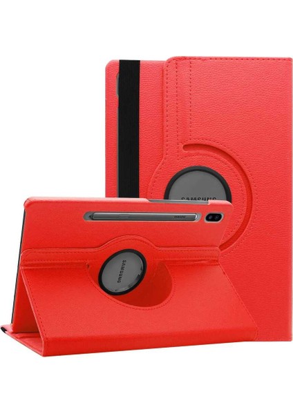 Galaxy Tab S7 T870 Uyumlu Inc Dönebilen Standlı Kılıf-Kırmızı