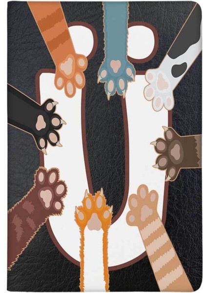 Patili Ü Harfi Desenli Deri Pet Evcil Hayvan Kedi Köpek Pasaport Sağlık Karnesi Kabı Kılıfı