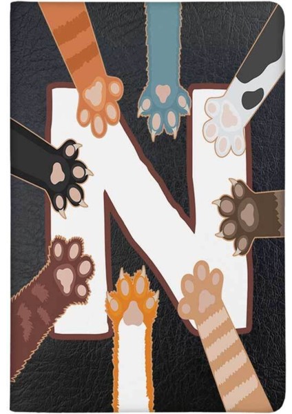 Patili N Harfi Desenli Deri Baskılı Evcil Hayvan Pet Kedi Köpek Pasaport Kılıfı Karnesi